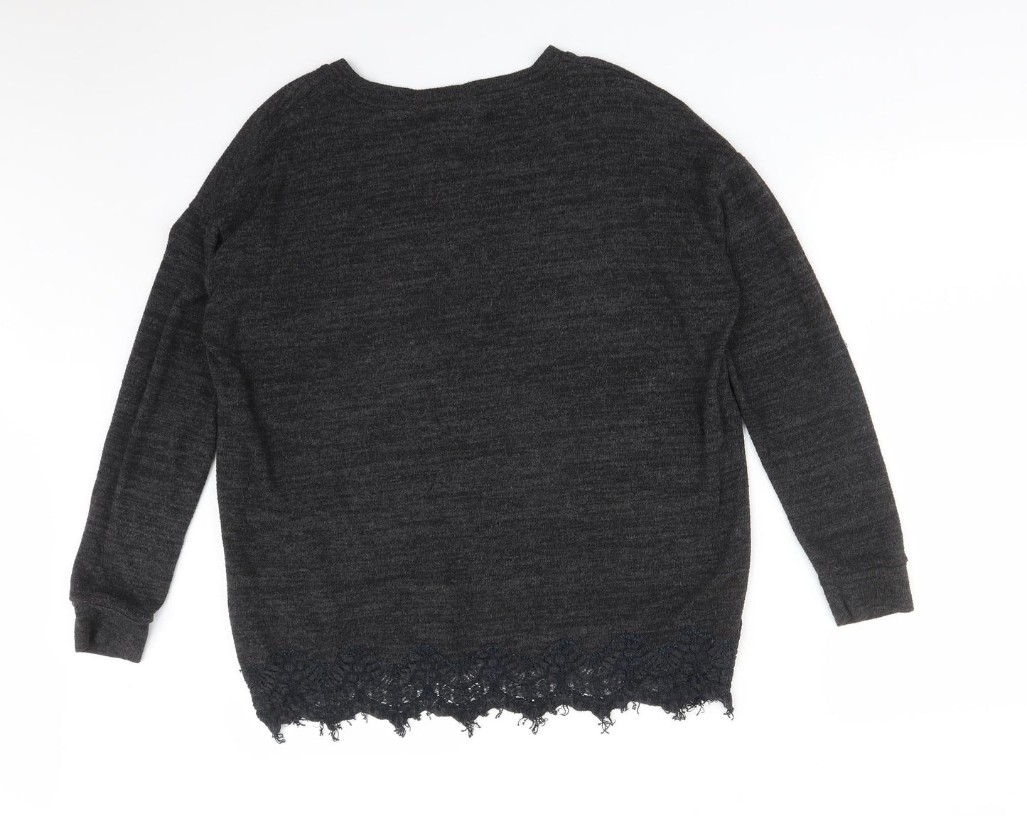 F&F Womens Black  Polyester Basic T-Shirt Size 12 Round Neck