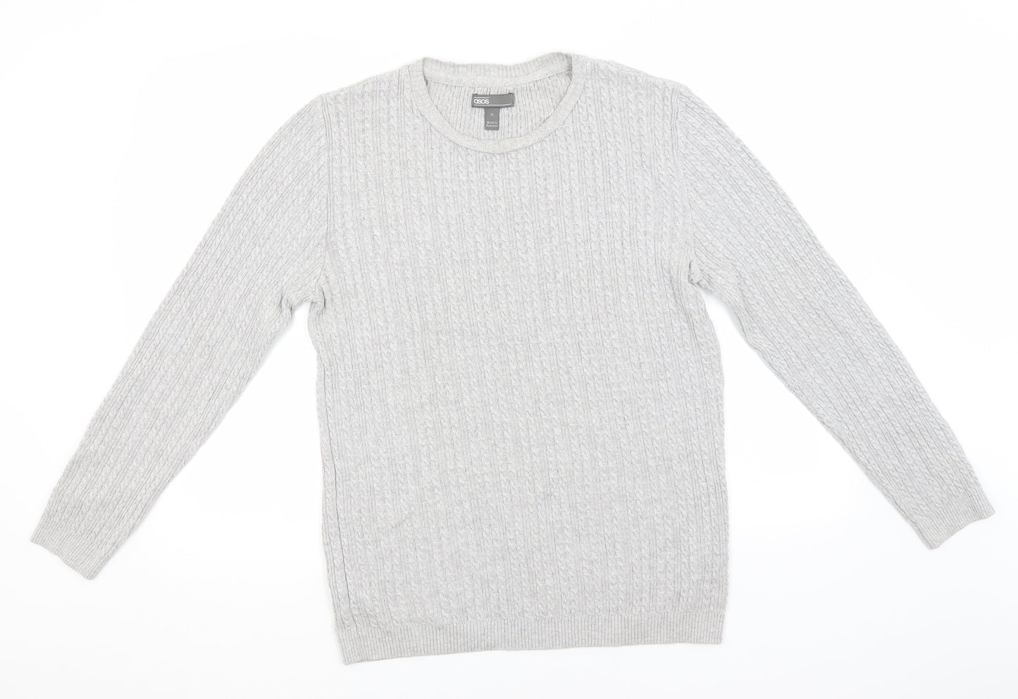 ASOS Mens Grey Round Neck  Cotton Pullover Jumper Size XL