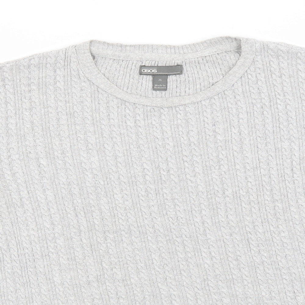 ASOS Mens Grey Round Neck  Cotton Pullover Jumper Size XL