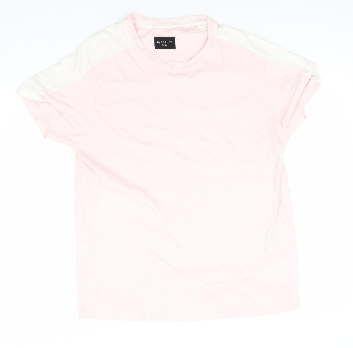 D-Struct Womens Pink  Cotton Basic T-Shirt Size L Round Neck