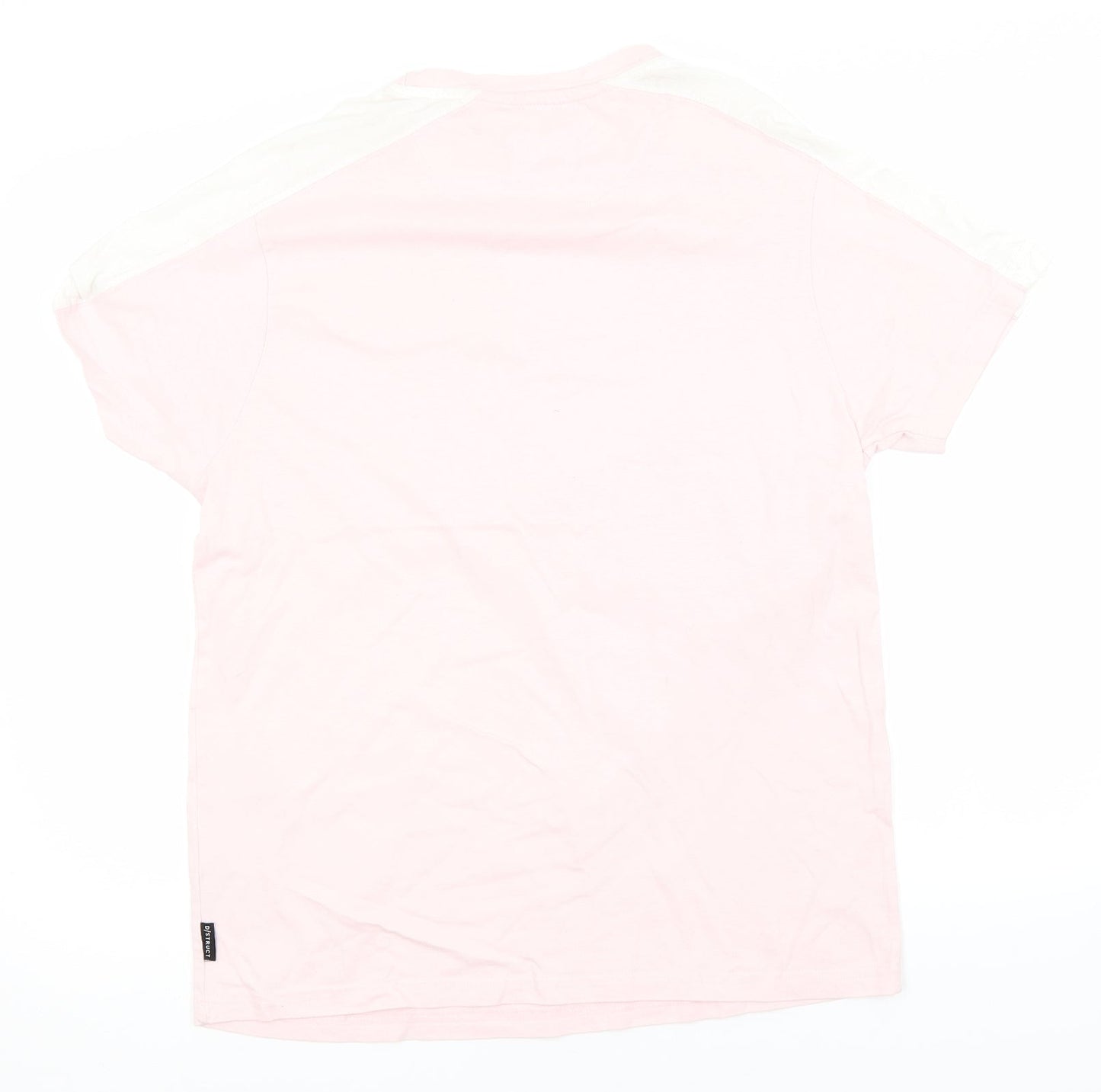 D-Struct Womens Pink  Cotton Basic T-Shirt Size L Round Neck