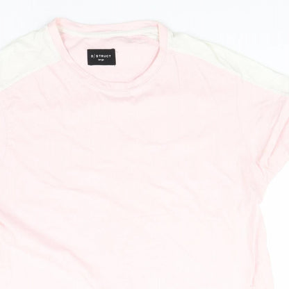 D-Struct Womens Pink  Cotton Basic T-Shirt Size L Round Neck