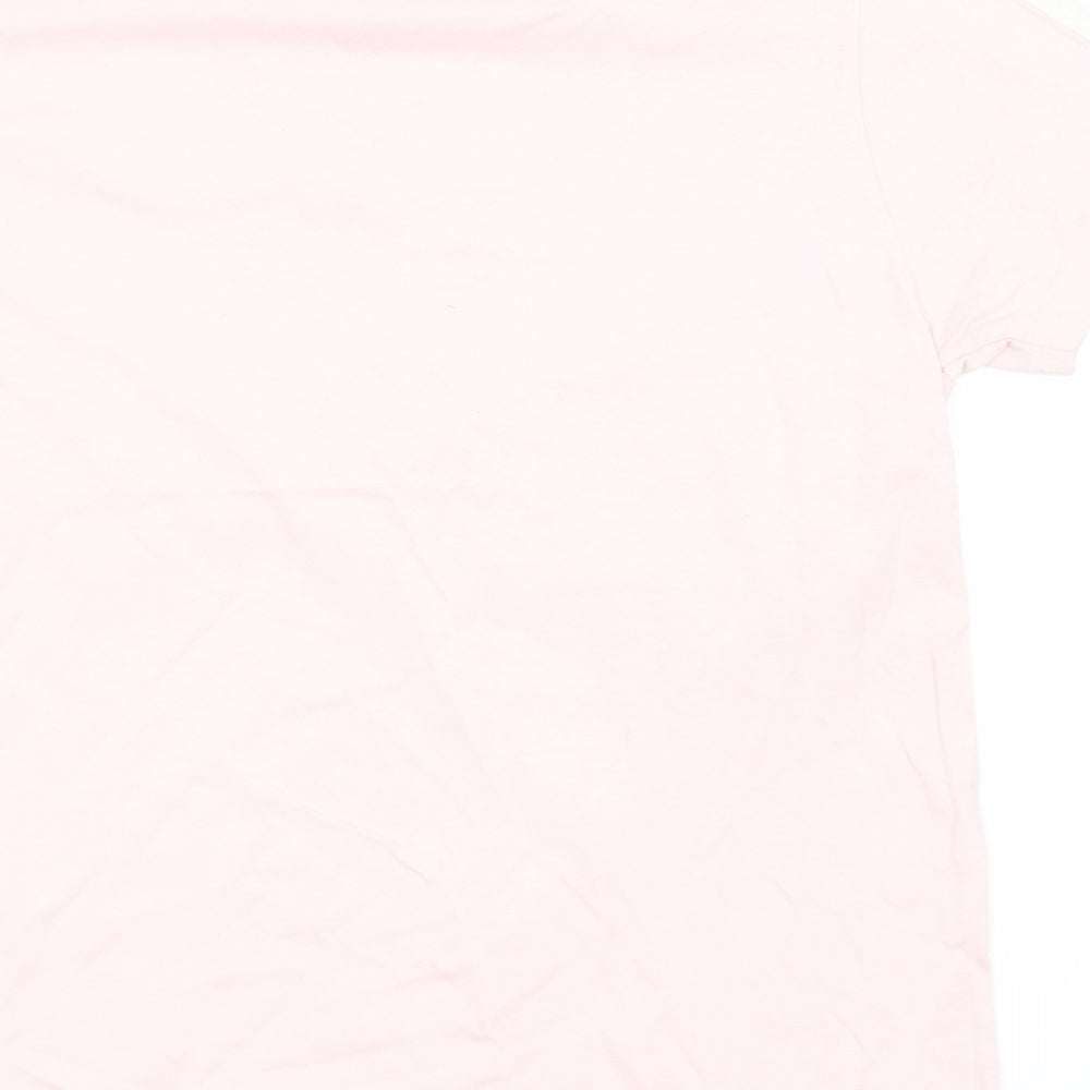 D-Struct Womens Pink  Cotton Basic T-Shirt Size L Round Neck