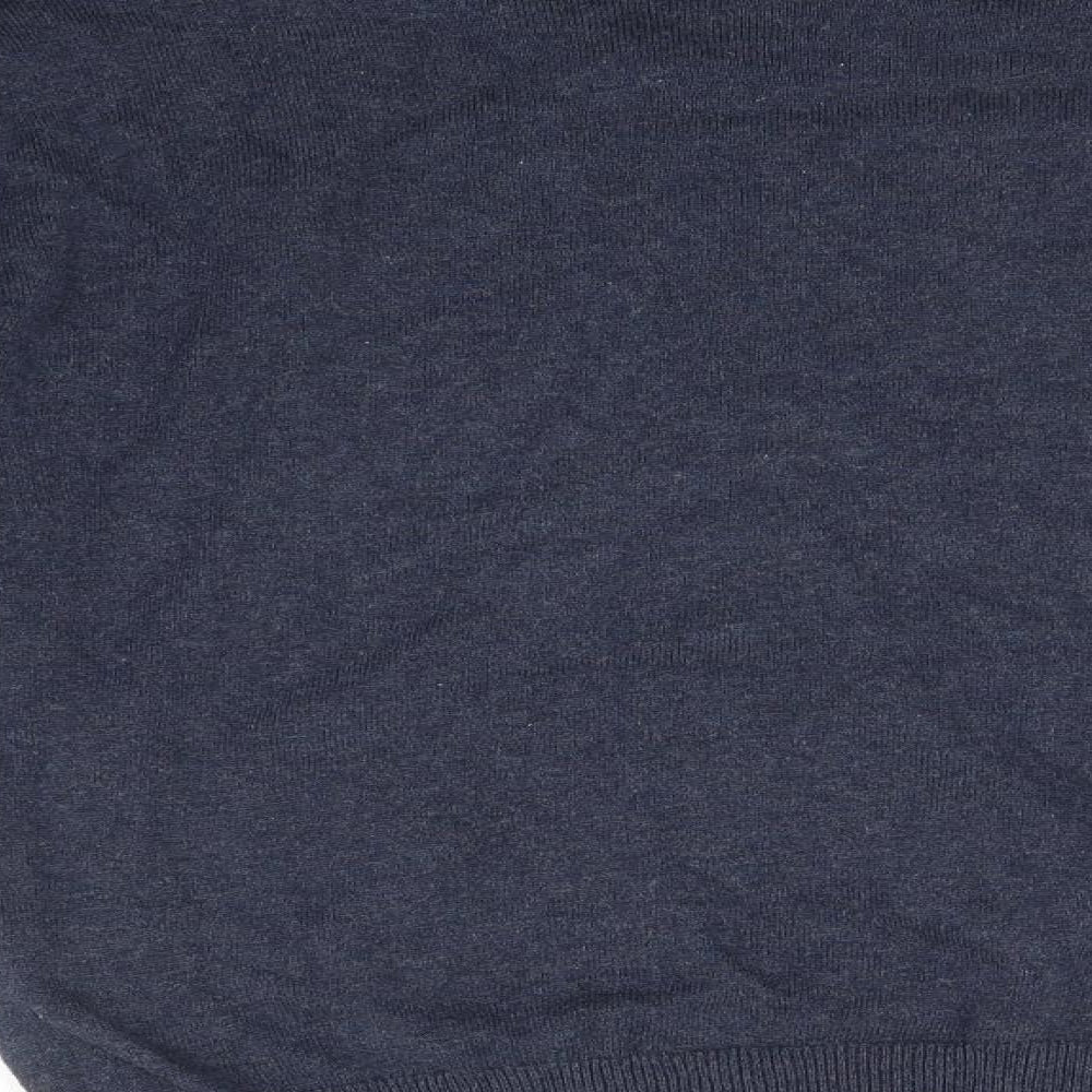French Connection Mens Blue V-Neck  Cotton Pullover Jumper Size M