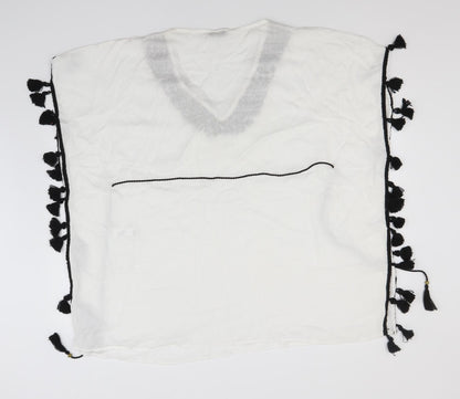 Papaya Womens White  Viscose Basic T-Shirt Size S Round Neck