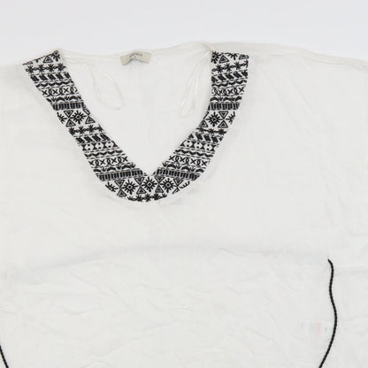 Papaya Womens White  Viscose Basic T-Shirt Size S Round Neck