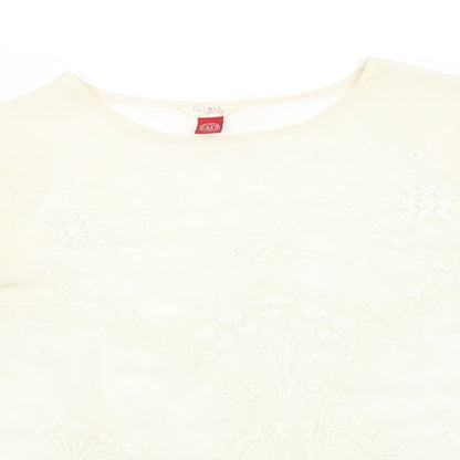 Matalan Womens Beige  Polyester Basic Blouse Size 12 Round Neck