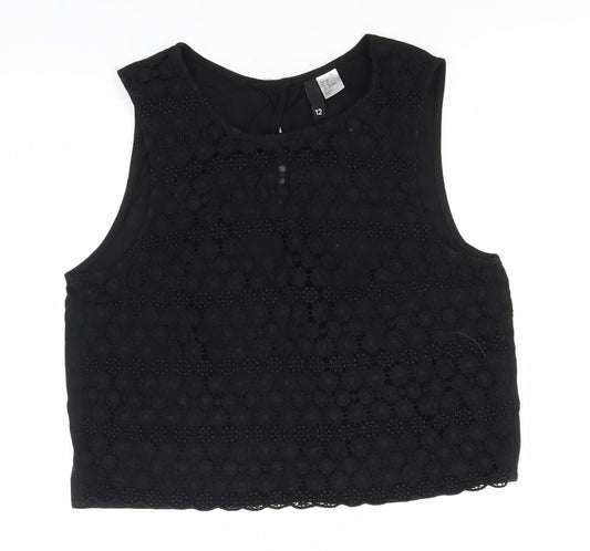 Womens UK Size 12 Divided Black Basic Tank