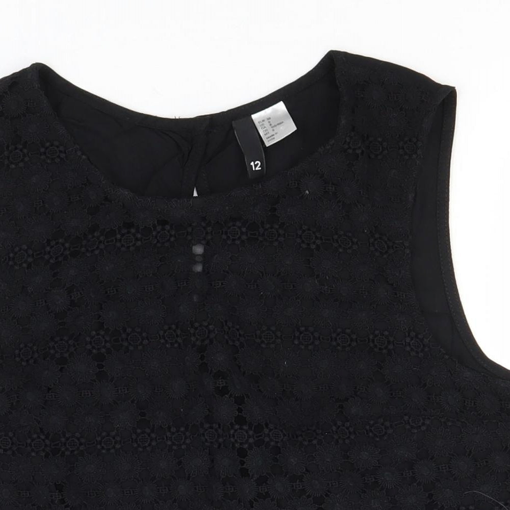 Womens UK Size 12 Divided Black Basic Tank