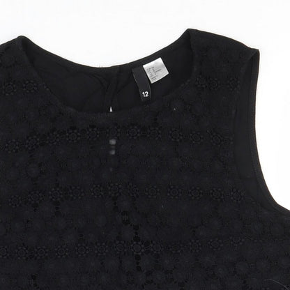 Womens UK Size 12 Divided Black Basic Tank