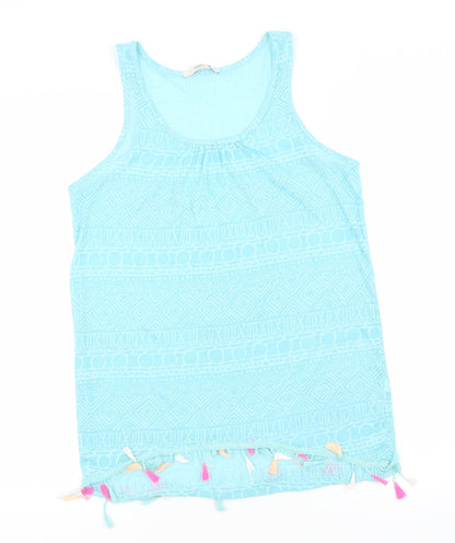 George Womens Blue Geometric Polyester Basic Tank Size 10 Round Neck