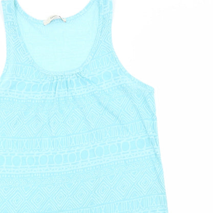 George Womens Blue Geometric Polyester Basic Tank Size 10 Round Neck