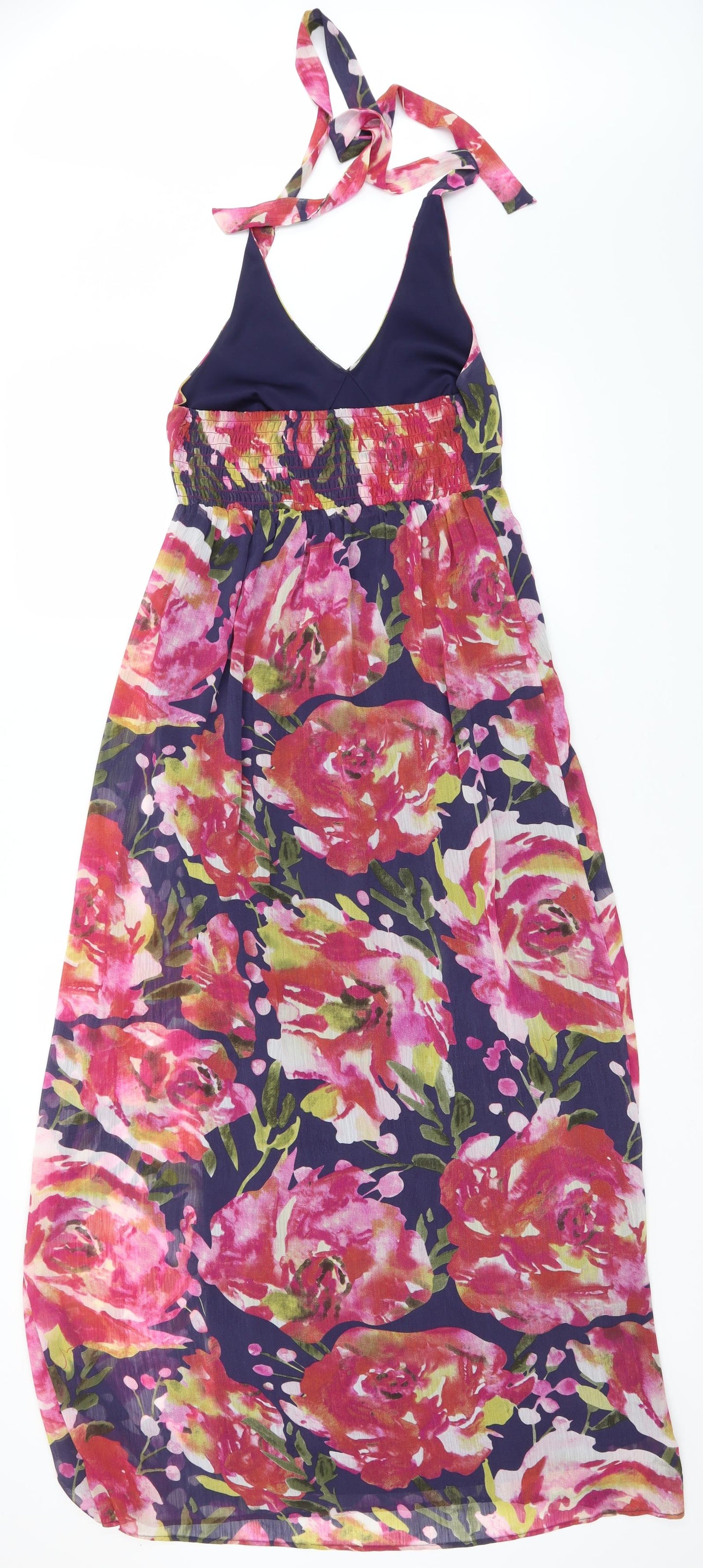 Papaya Womens Blue Floral Polyester A-Line  Size 10  V-Neck