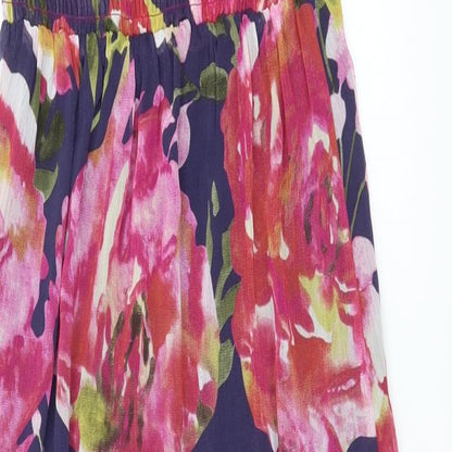 Papaya Womens Blue Floral Polyester A-Line  Size 10  V-Neck