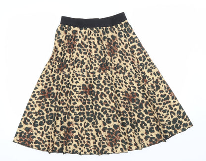 Boohoo Womens Brown Animal Print Polyester A-Line Skirt Size S