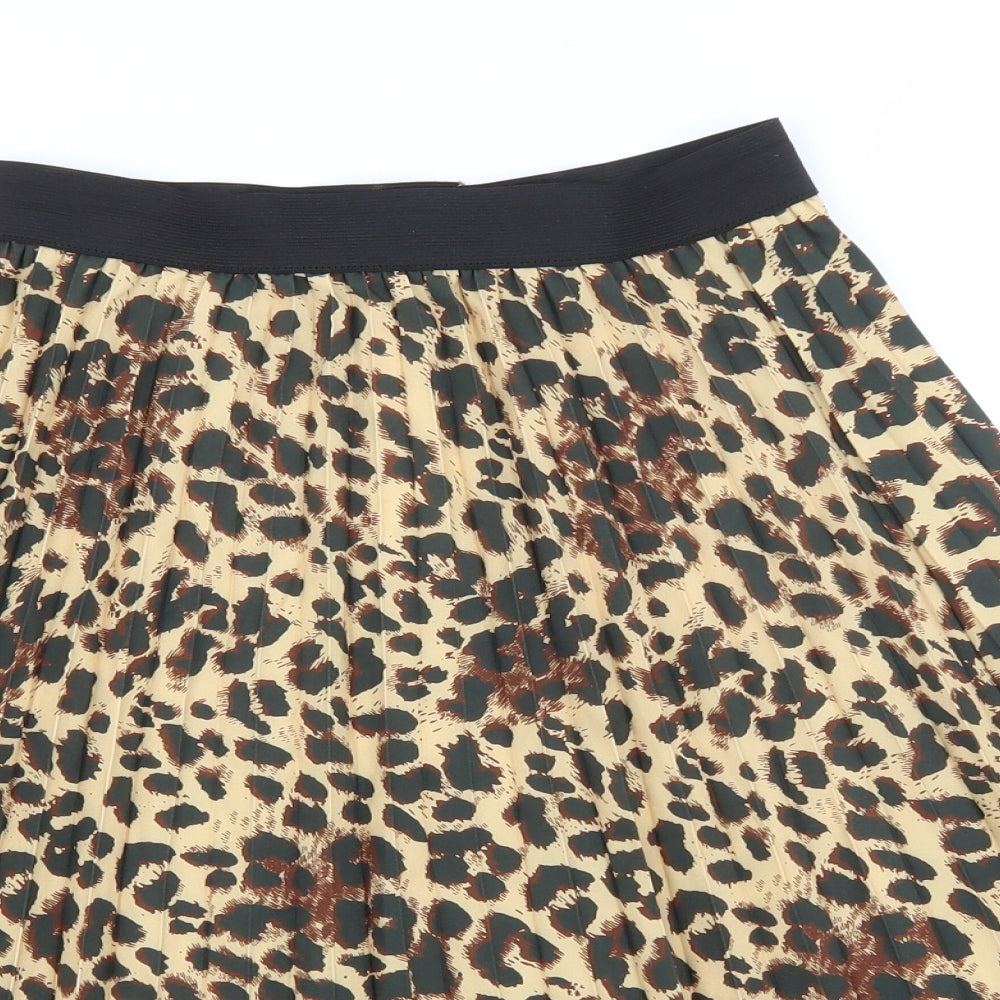 Boohoo Womens Brown Animal Print Polyester A-Line Skirt Size S