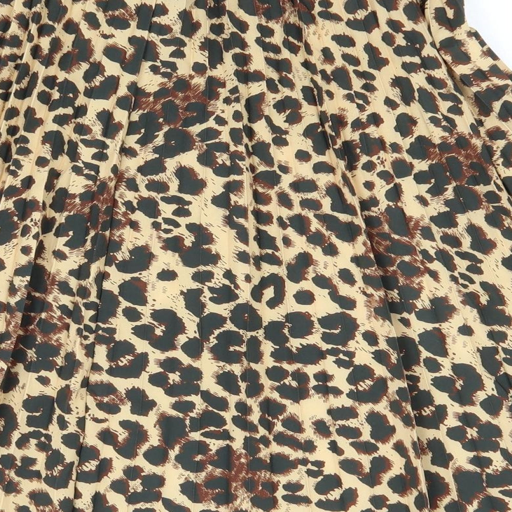 Boohoo Womens Brown Animal Print Polyester A-Line Skirt Size S