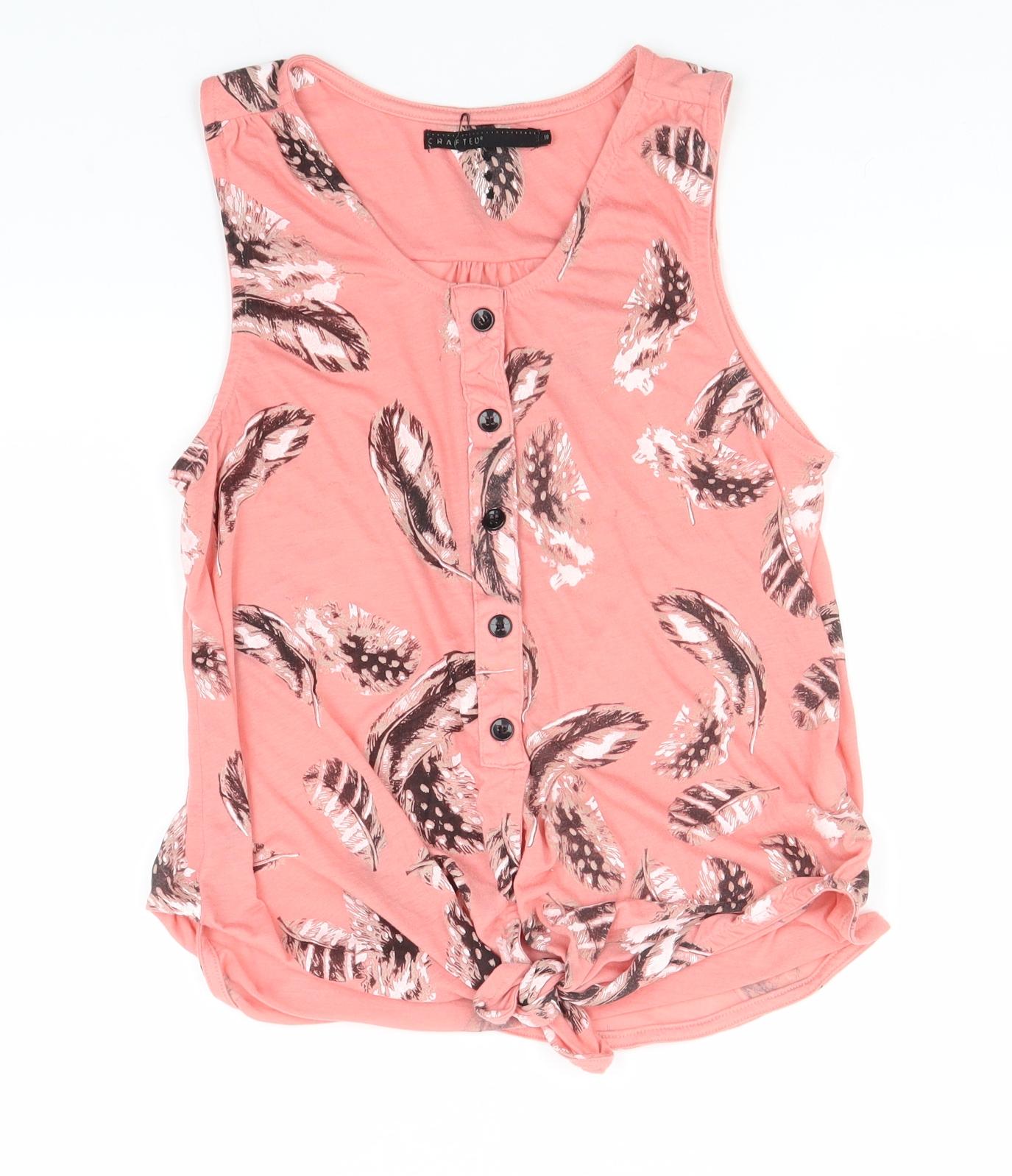 Womens UK Size 10 Crafted Pink Basic Tank