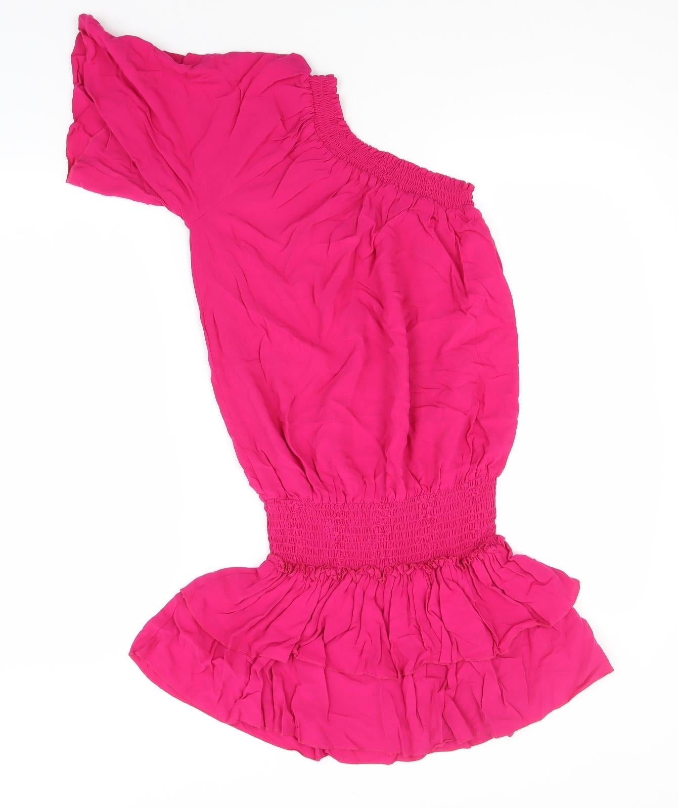 Buffalo Womens Pink  Viscose Fit & Flare  Size 10  One Shoulder