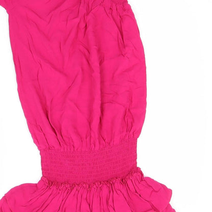 Buffalo Womens Pink  Viscose Fit & Flare  Size 10  One Shoulder