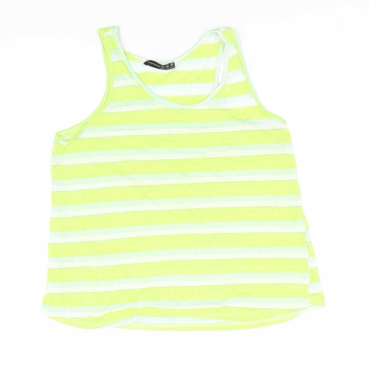 Atmosphere Womens Yellow Striped Polyester Basic Tank Size 10 Round Neck