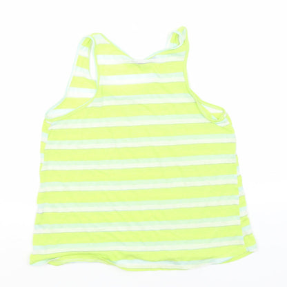 Atmosphere Womens Yellow Striped Polyester Basic Tank Size 10 Round Neck