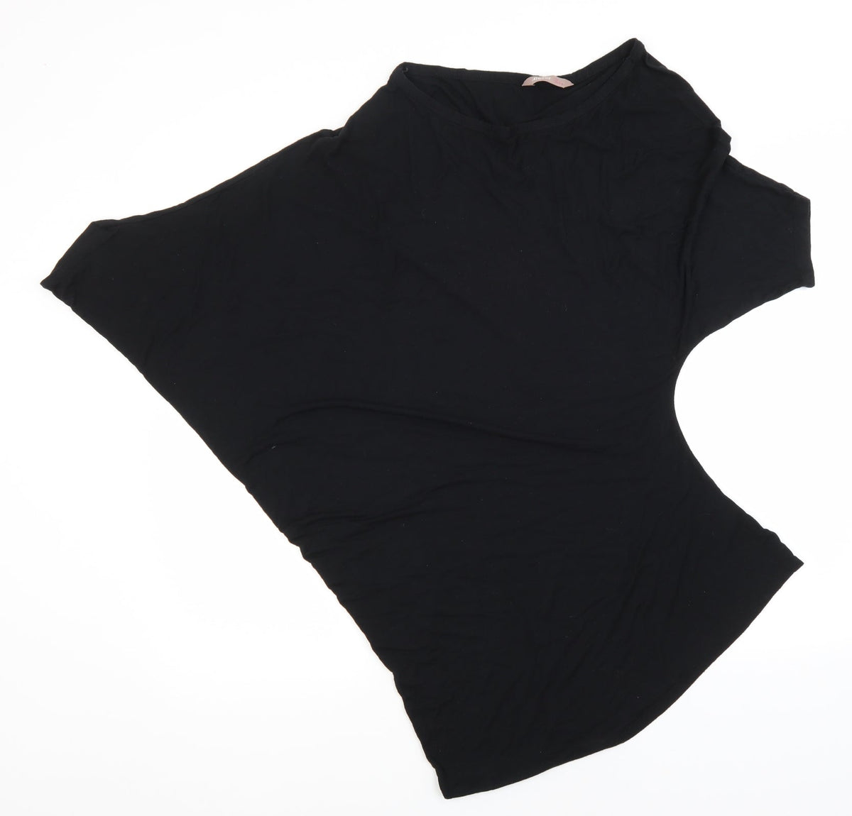 Front view of Awear women’s black viscose basic t-shirt, size UK 12, round neck