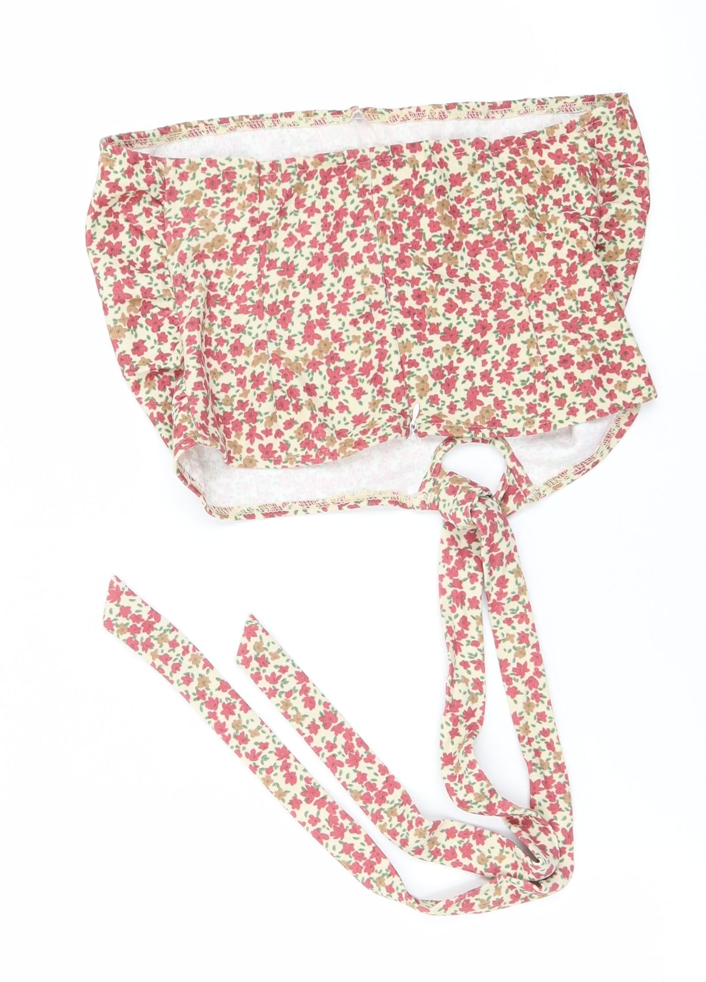 SheIn Womens Ivory Floral Polyester Basic Tank Size M Off the Shoulder