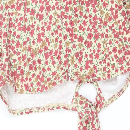 SheIn Womens Ivory Floral Polyester Basic Tank Size M Off the Shoulder