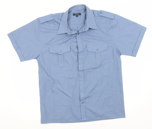 Mens UK Size M Easy Blue  Button-Up Short Sleeve Casual Shirt