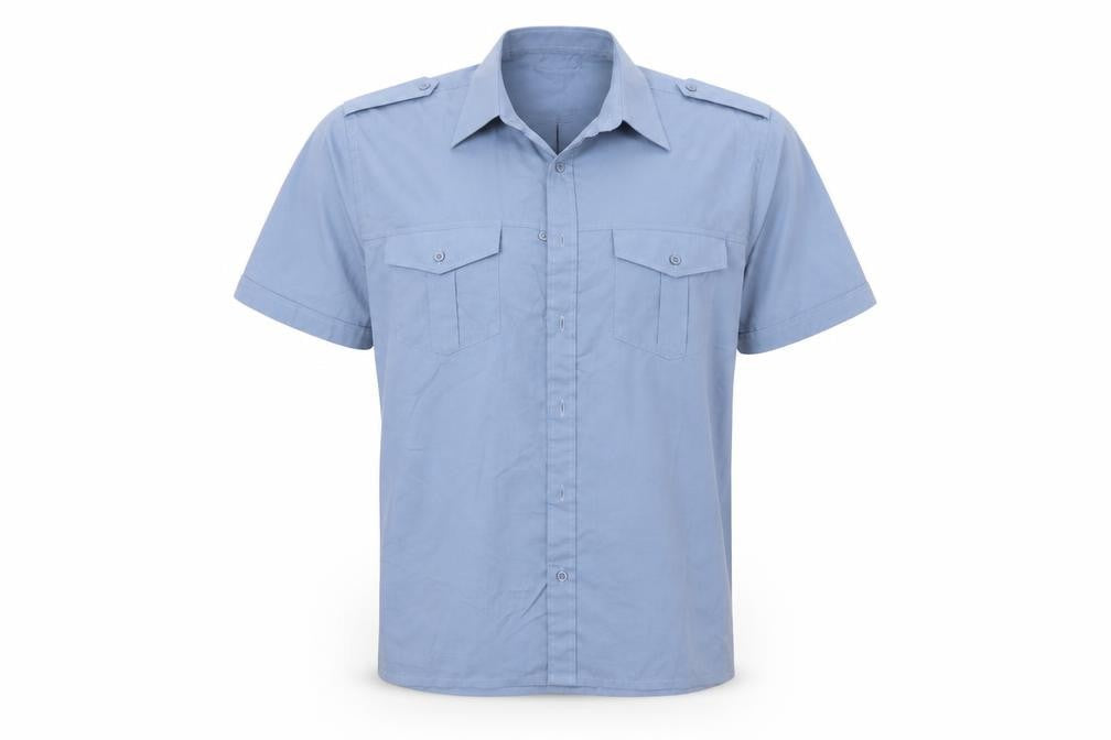 Mens UK Size M Easy Blue  Button-Up Short Sleeve Casual Shirt