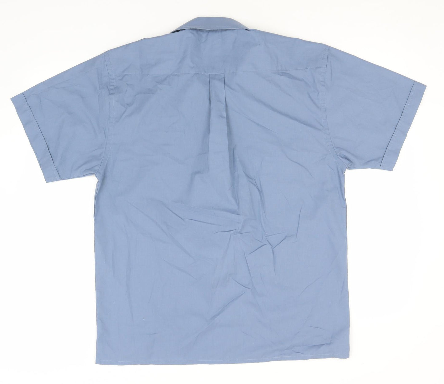 Mens UK Size M Easy Blue  Button-Up Short Sleeve Casual Shirt