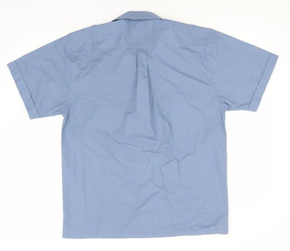 Mens UK Size M Easy Blue  Button-Up Short Sleeve Casual Shirt