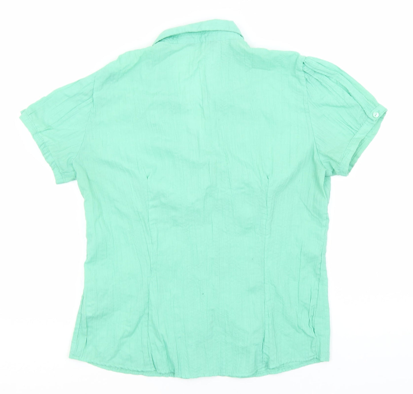 F&F Womens Green  Polyester Basic Button-Up Size 12 Collared