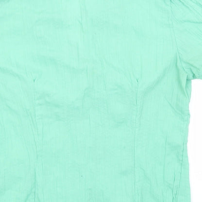 F&F Womens Green  Polyester Basic Button-Up Size 12 Collared