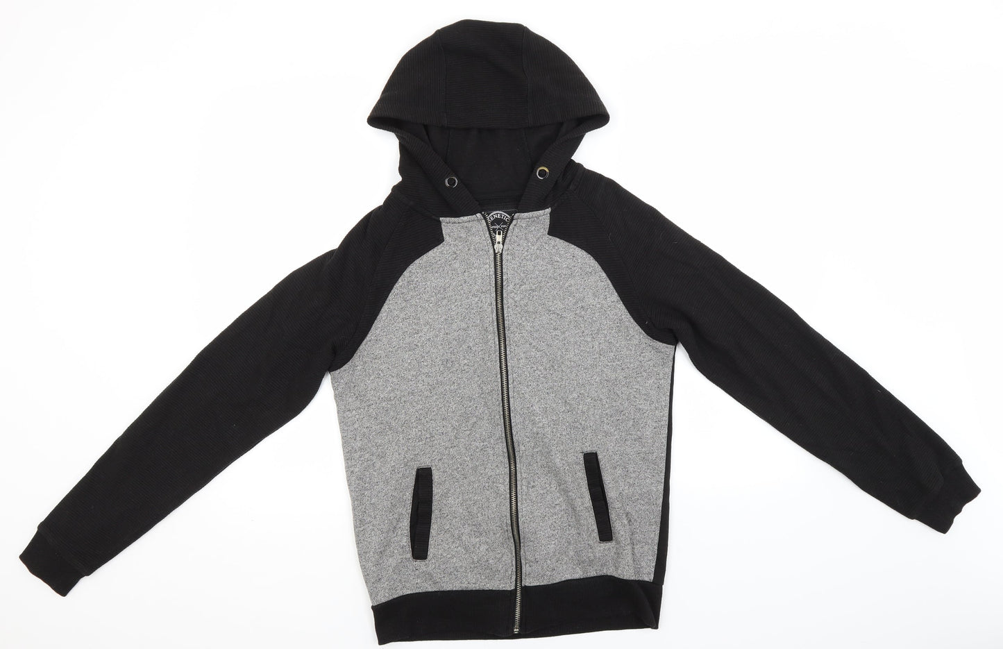 Mens UK Size S Genetic Apparel Grey Full Zip Hoodie