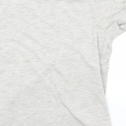 George Girls Grey  Cotton Basic T-Shirt Size 7-8 Years Round Neck  - Hearts