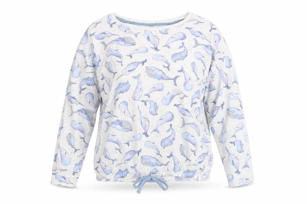 Front view of George women’s grey animal print cotton pullover sweatshirt, size UK 8, - lounge wear