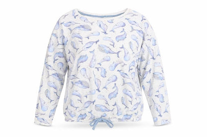 Front view of George women’s grey animal print cotton pullover sweatshirt, size UK 8, - lounge wear