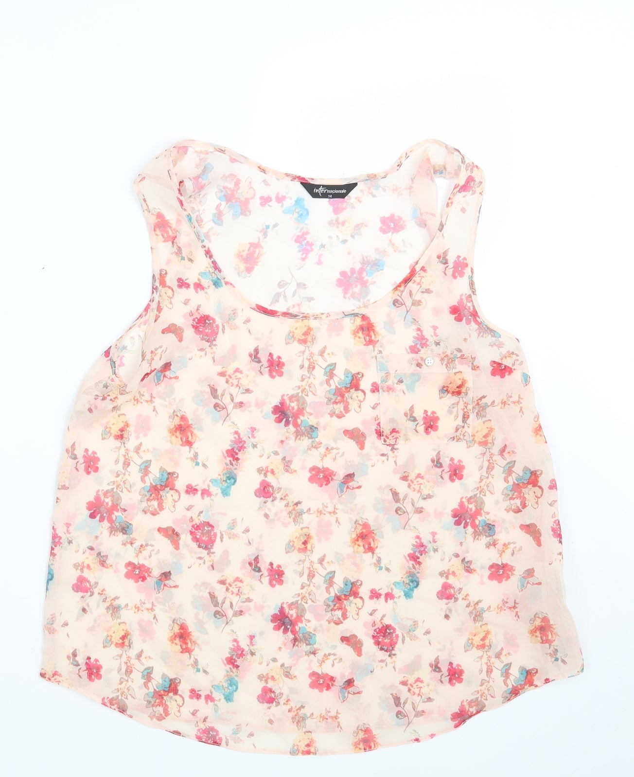 Womens UK Size 14 Internacionale Pink Basic Blouse