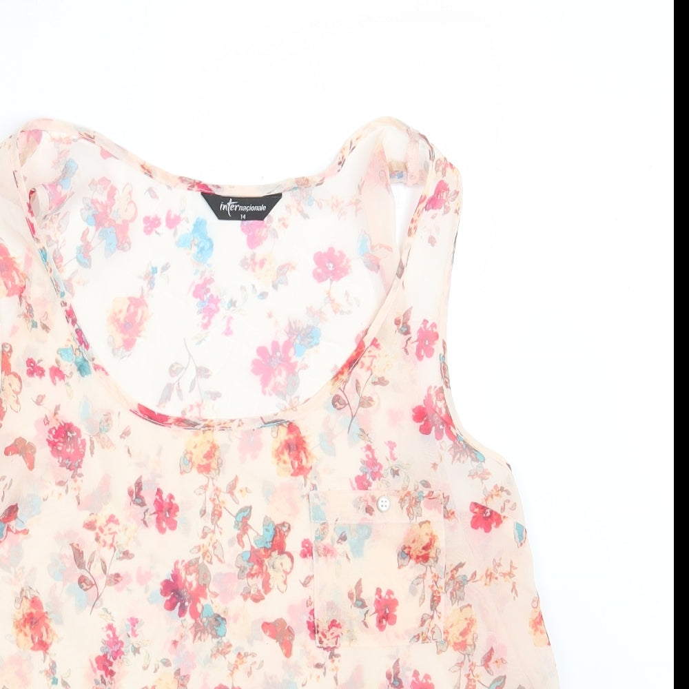 Womens UK Size 14 Internacionale Pink Basic Blouse