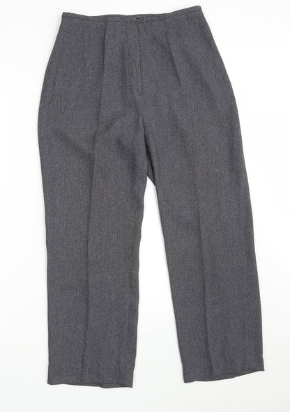 Womens UK Size 10 Preworn Regular Fit Cropped Grey Trousers