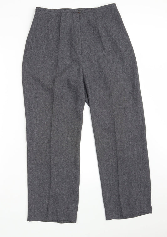 Womens UK Size 10 Preworn Regular Fit Cropped Grey Trousers