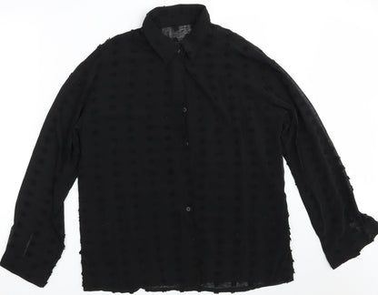 Womens UK Size L Preworn Black Basic Button-Up