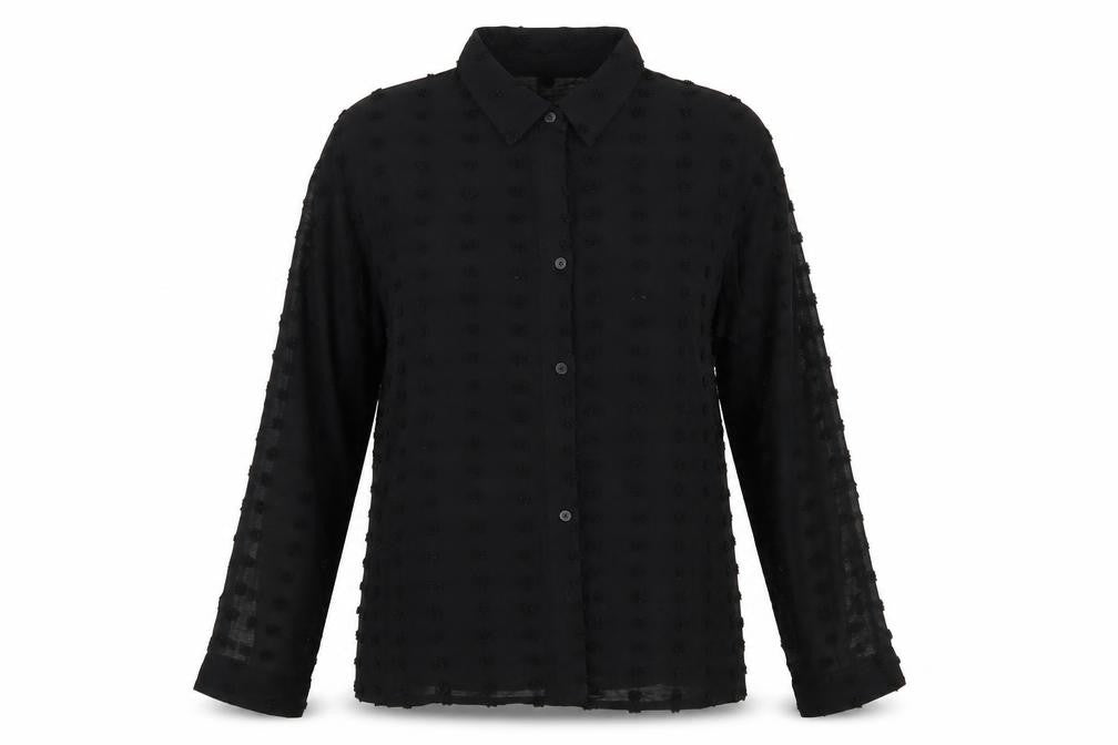 Womens UK Size L Preworn Black Basic Button-Up