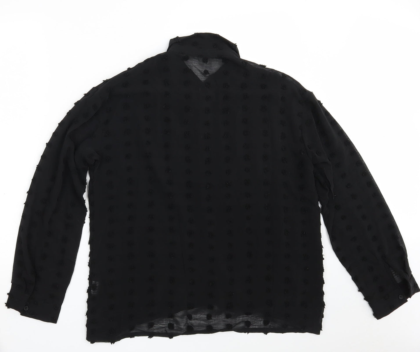 Womens UK Size L Preworn Black Basic Button-Up