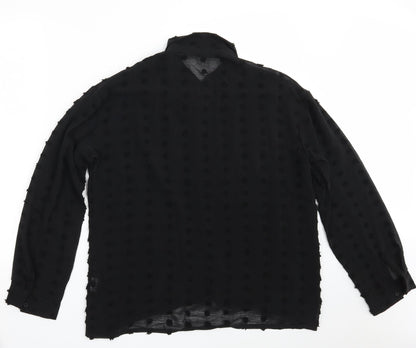 Womens UK Size L Preworn Black Basic Button-Up