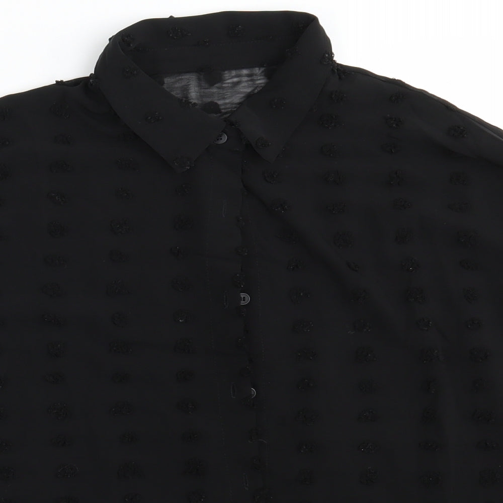 Womens UK Size L Preworn Black Basic Button-Up
