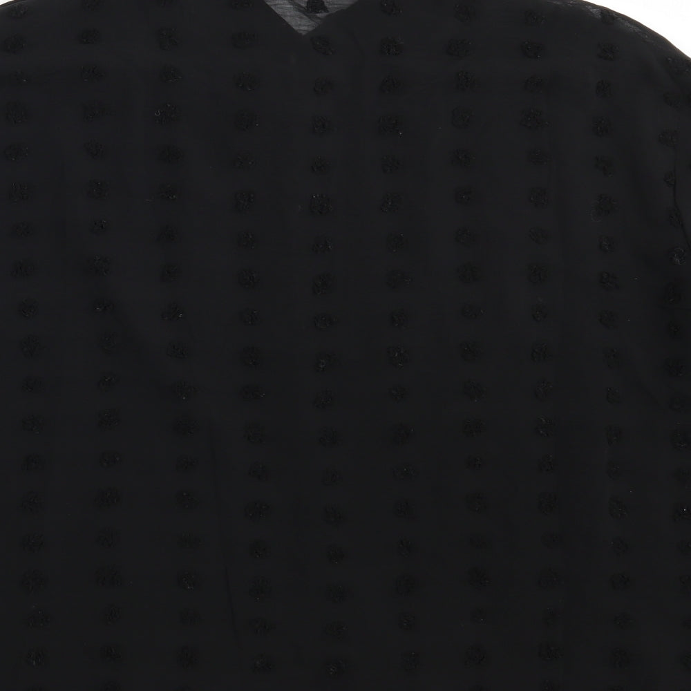 Womens UK Size L Preworn Black Basic Button-Up