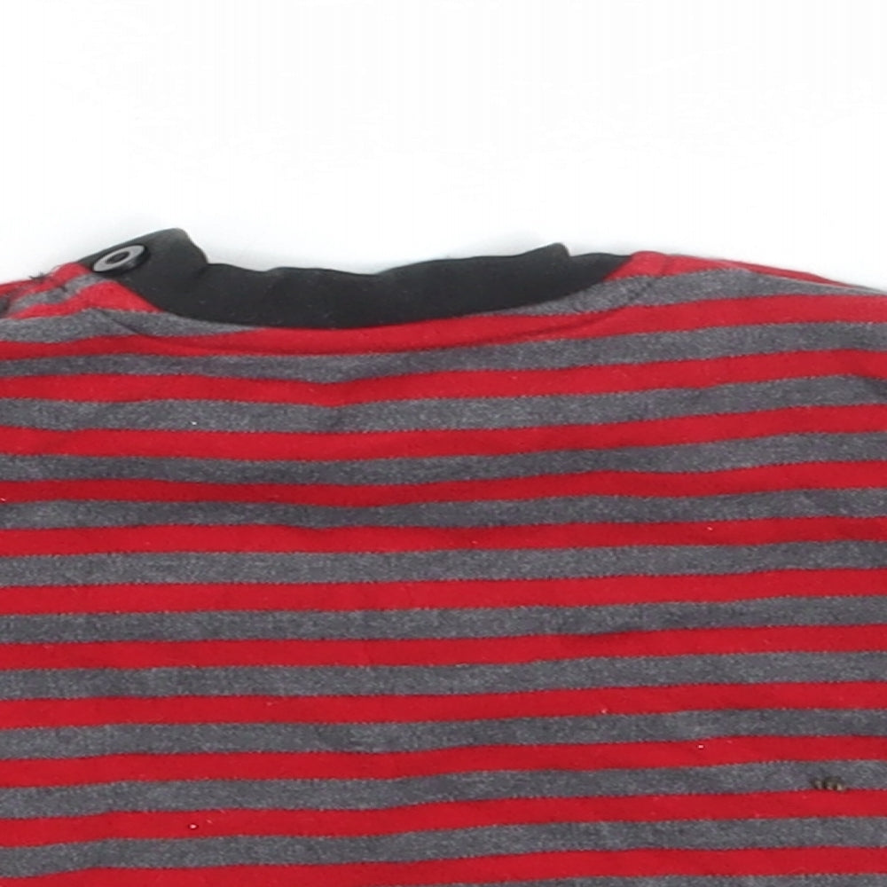 George Baby Red Striped Cotton Basic T-Shirt Size Newborn Round Neck Button - Seasonal Christmas Festive Holiday